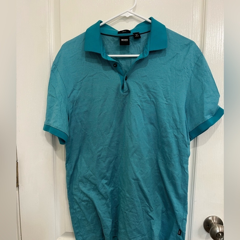 Hugo Boss Slim Fit Polo large blue mens